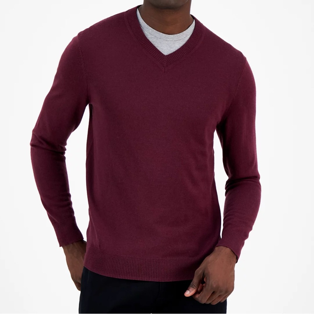 EUC- Alfani 100% Merino Wool V-Neck Sweater
